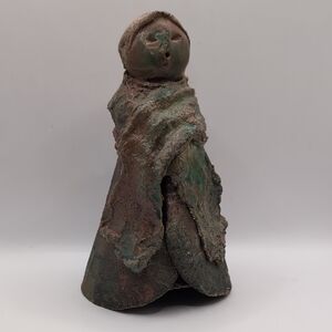 Vintage Handmade / Signed Brutalist Clay Studio Pottery Figure Sculpture - Raku